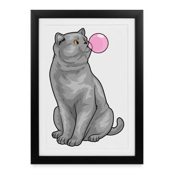 British Shorthair Chewing Gum - Framed poster (27 × 37 cm) - black - Front