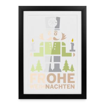 Merry Christmas Erzgebirge Miner Nutcracker - Framed poster (27 × 37 cm) - black - Front
