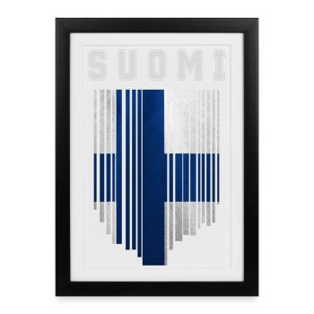 Drapeau de la Finlande, fierté finlandaise - Affiche encadrée (27 × 37 cm) - noir - Devant