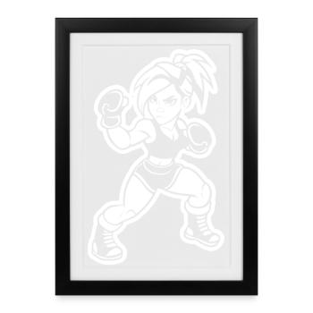 Style de dessin animé Kickboxer - Affiche encadrée (27 × 37 cm) - noir - Devant