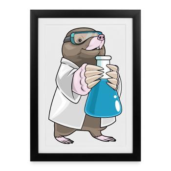 Mole Scientist Test Tube Laboratory - Framed poster (27 × 37 cm) - black - Front