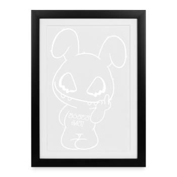böses Hasi einfache Zeichnung Halloween - Gerahmtes Poster (27 × 37 cm) - Schwarz - Vorne