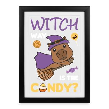 Capybara Hexen Witch façon est le bonbon Happy - Affiche encadrée (27 × 37 cm) - noir - Devant