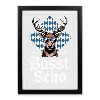 Lunettes de soleil Moose Bavarian Deer Basst Scho - Affiche encadrée (27 × 37 cm) - noir - Devant