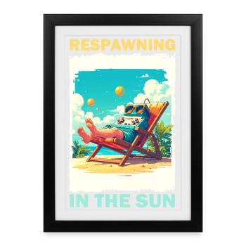 Gaming console on the beach in sunlight - Framed poster (27 × 37 cm) - black - Front