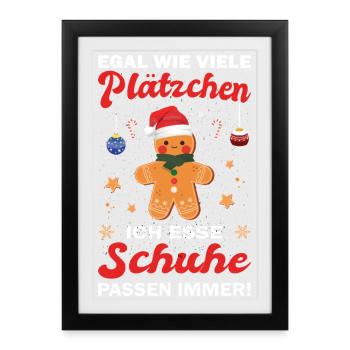 Weihnachtsgeschenk Lebkuchenmann Plätzchen Schuhe - Gerahmtes Poster (27 × 37 cm) - Schwarz - Vorne