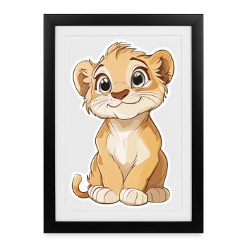 Lion - Affiche encadrée (27 × 37 cm) - noir - Devant