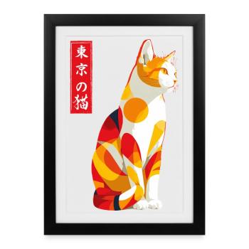 Tokyo Cat  - Framed poster (27 × 37 cm) - black - Front