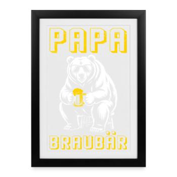 Dad-to-be PAPA BRAUBÄR Funny - Framed poster (27 × 37 cm) - black - Front