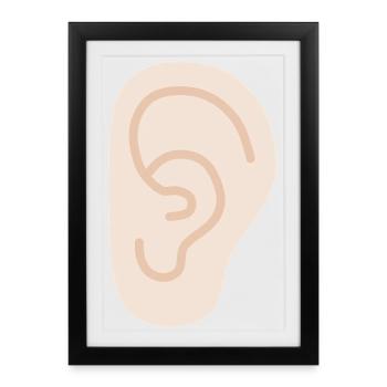 Ear: Soft Peach Line Art - Framed poster (27 × 37 cm) - black - Front