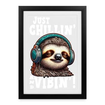 Sloth Chill Vibin graphic - Affiche encadrée (27 × 37 cm) - noir - Devant