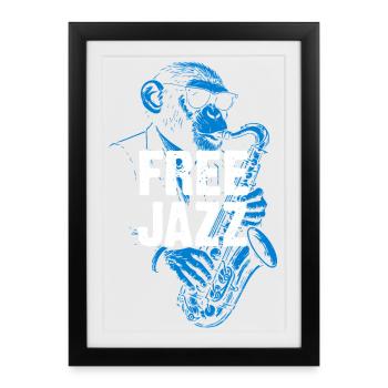 Blue Sax Free Jazz - Framed poster (27 × 37 cm) - black - Front