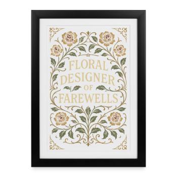 funérailles, fleuriste, arrangement commémoratif, sympathie - Affiche encadrée (27 × 37 cm) - noir - Devant