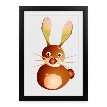 Lapin châtaignier mignon – Artisanat amusant et enfant - Affiche encadrée (27 × 37 cm) - noir - Devant