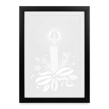 Christmas candle in a delicate lace look - Framed poster (27 × 37 cm) - black - Front