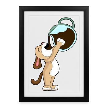 Dog Coffee Coffee Pot - Framed poster (27 × 37 cm) - black - Front