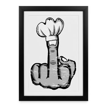 Doigt du milieu Stinky Finger chapeau de chef Design - Affiche encadrée (27 × 37 cm) - noir - Devant
