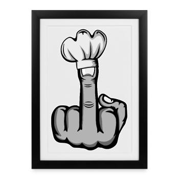 Doigt du milieu Stinky Finger chapeau de chef Design - Affiche encadrée (27 × 37 cm) - noir - Devant