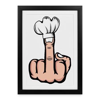 Doigt du milieu Stinky Finger chapeau de chef Design - Affiche encadrée (27 × 37 cm) - noir - Devant