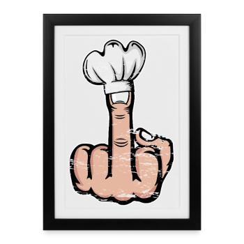 Middle Finger Stinky Finger Chef's Hat Design - Framed poster (27 × 37 cm) - black - Front