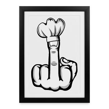 Doigt du milieu Stinky Finger chapeau de chef Design - Affiche encadrée (27 × 37 cm) - noir - Devant