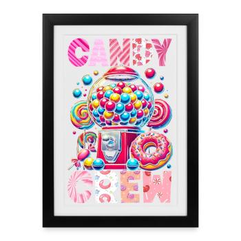 Candy Crew Décoration Candy Lover Sweet Tooth - Affiche encadrée (27 × 37 cm) - noir - Devant