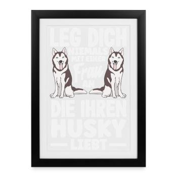 Drôle Husky Husky Propriétaire Husky Propriétaire Cadeau - Affiche encadrée (27 × 37 cm) - noir - Devant