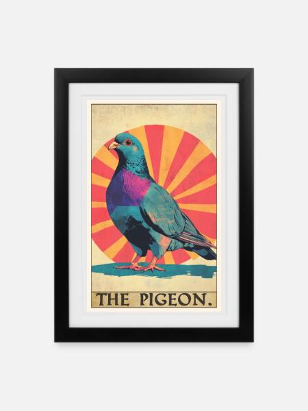 Tauben Taube - Gerahmtes Poster (27 × 37 cm) - Schwarz