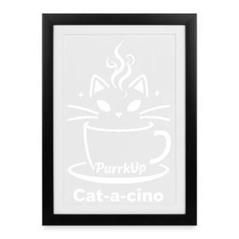 Amoureux des chats et fans de café PurrkUp Tasse de Tasse et Fans de Café - Affiche encadrée (27 × 37 cm) - noir - Devant