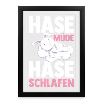 Shlafshirt Hase Hasi Müde Hasi Schlafen - Gerahmtes Poster (27 × 37 cm) - Schwarz - Vorne