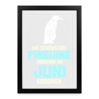 June Birthday Penguin Saying Funny - Framed poster (27 × 37 cm) - black - Front