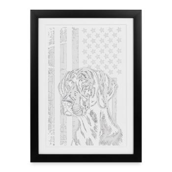 Portrait du chien patriotique - Affiche encadrée (27 × 37 cm) - noir - Devant