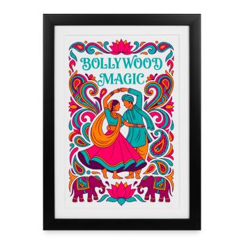 Bollywood Magic - Danse indienne ornée - Affiche encadrée (27 × 37 cm) - noir - Devant