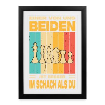 Cadeaux pour joueurs d’échecs Accessoires d’échecs Échiquier Échiquier - Affiche encadrée (27 × 37 cm) - noir - Devant