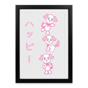 KawaiiDOGGOS - Luv "Happy" print - Framed poster (27 × 37 cm) - black - Front