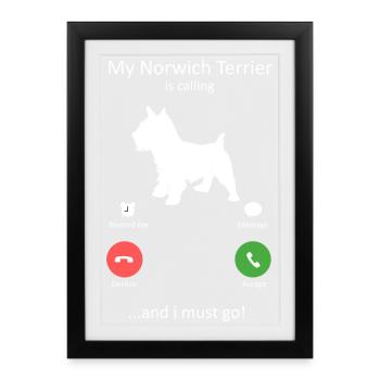 Le terrier de Norwich m’appelle et je dois aller à l’art - Affiche encadrée (27 × 37 cm) - noir - Devant