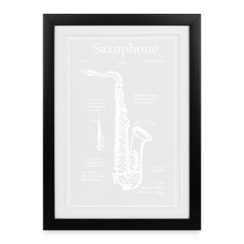 Noir Saxophone Blueprint - Framed poster (27 × 37 cm) - black - Front
