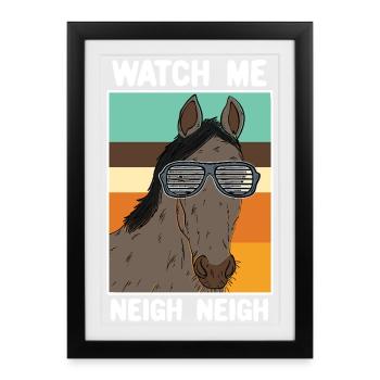 Cool Horse Shutter Shades Retro 80s Animal Design - Framed poster (27 × 37 cm) - black - Front