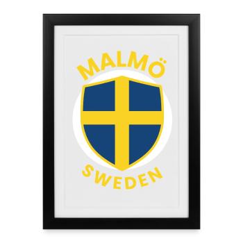 Bouclier de Malmö Suède - Affiche encadrée (27 × 37 cm) - noir - Devant