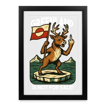Greenland Is Not For Sale Caribou Reindeer - Framed poster (27 × 37 cm) - black - Front