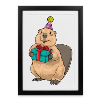 Beaver Birthday Package - Framed poster (27 × 37 cm) - black - Front