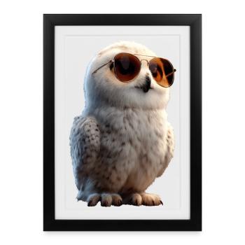 Schneeeule_1 - Framed poster (27 × 37 cm) - black - Front