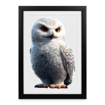 Snowy Owl White Owl Owl Owl Owl Snow Owl - Framed poster (27 × 37 cm) - black - Front