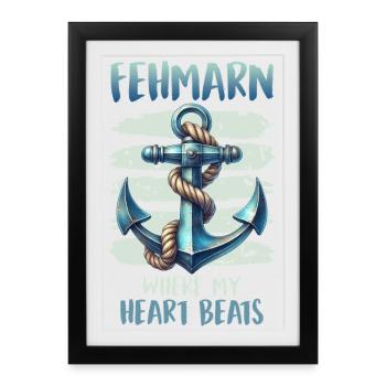 FEHMARN LÀ OÙ MON CŒUR BAT Drôle - Affiche encadrée (27 × 37 cm) - noir - Devant