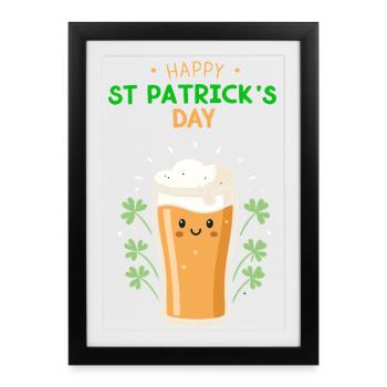 Bière Joyeuse St Patrick Jour - Affiche encadrée (27 × 37 cm) - noir - Devant