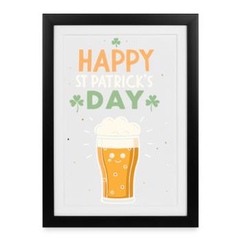 Pinte joyeuse Saint-Patrick - Affiche encadrée (27 × 37 cm) - noir - Devant