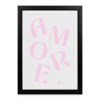 Fragment de la typographie Amore Pink - Affiche encadrée (27 × 37 cm) - noir - Devant