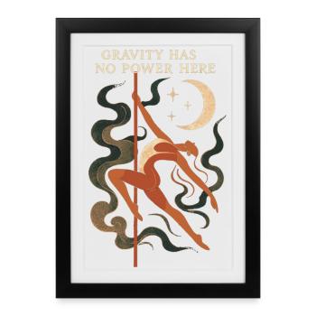 Femme danseuse flottante en barre – La gravité n’a aucun pouvoir - Affiche encadrée (27 × 37 cm) - noir - Devant