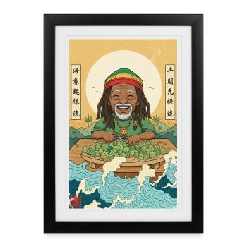 Kawaii Weed Smoker - Framed poster (27 × 37 cm) - black - Front