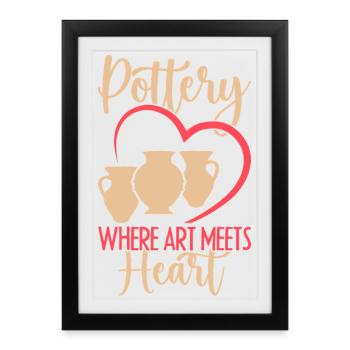 Cadeaux pour les potiers La poterie rencontre le cœur - Affiche encadrée (27 × 37 cm) - noir - Devant